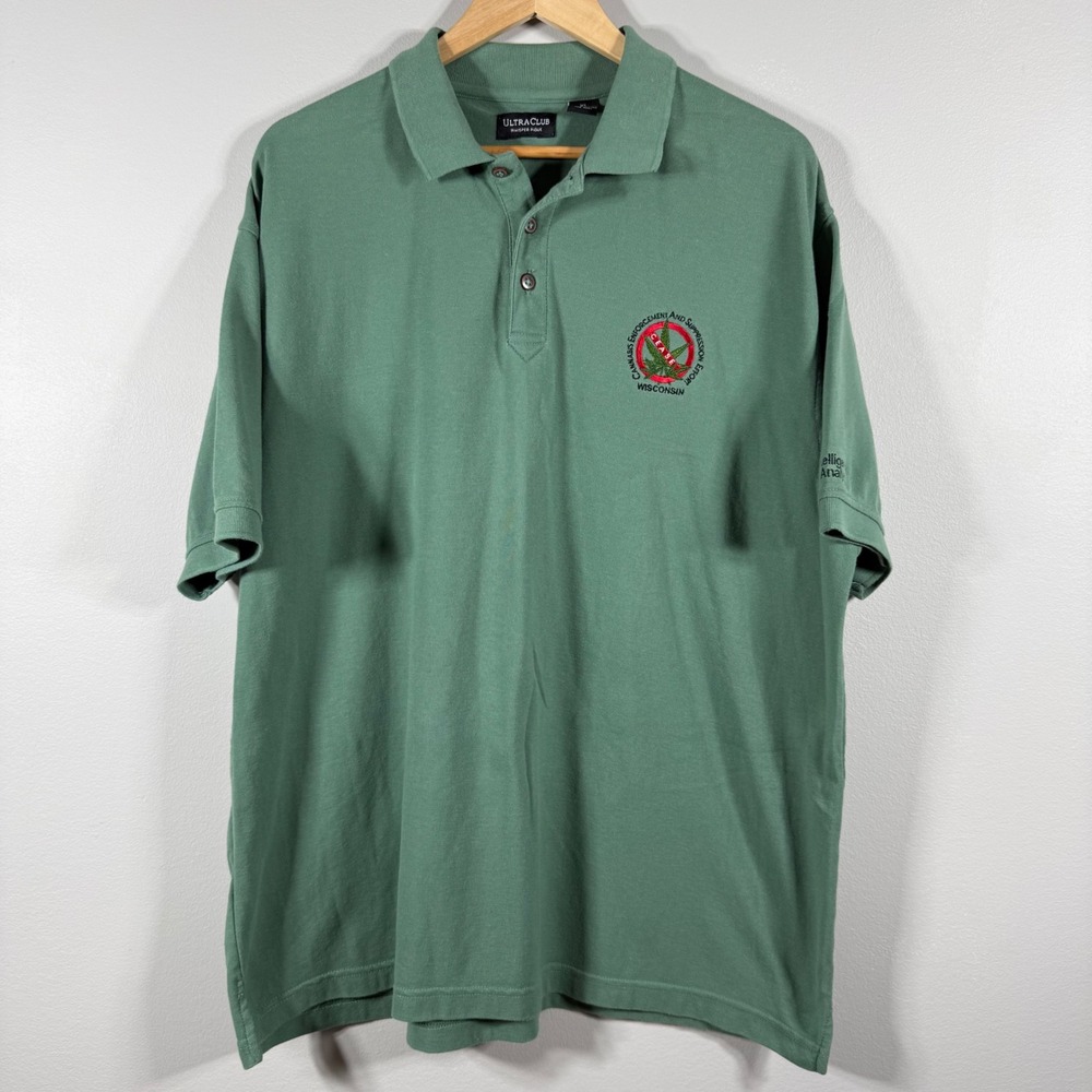 UltraClub CEASE Wisconsin Cannabis Enforcement Polo Green XL